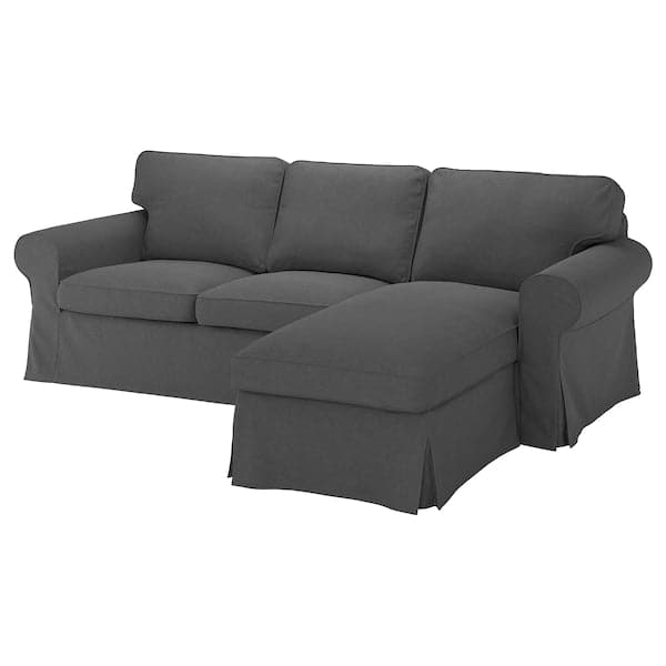 EKTORP - 3-seater sofa cover, with chaise-longue/Tallmyra smoky grey ,