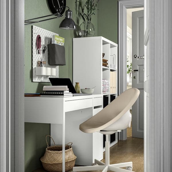 Ikea ELDBERGET / MALSKÄR - Swivel chair, beige/white