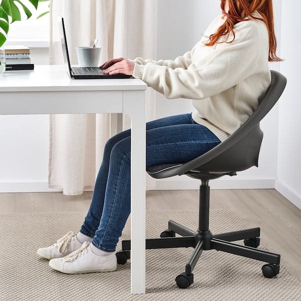 Ikea ELDBERGET / MALSKÄR Rotating chair with pillow - black/dark gray