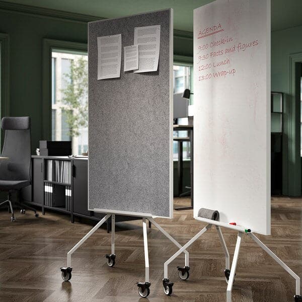 ELLOVEN - Whiteboard/noticeboard with castors, white, 70x180 cm - best price from Maltashopper.com 70474769