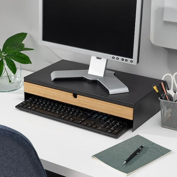 ELLOVEN - Monitor stand with drawer, anthracite