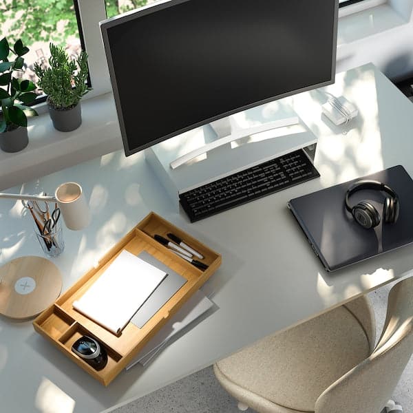 ELLOVEN - Monitor stand with drawer, white - best price from Maltashopper.com 50474770