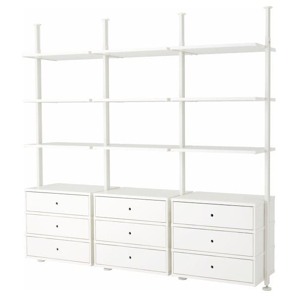 ELVARLI - Open storage combination, white, 258x51x222-350 cm - best price from Maltashopper.com 09187809