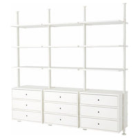 ELVARLI - Open storage combination, white, 258x51x222-350 cm - best price from Maltashopper.com 09187809