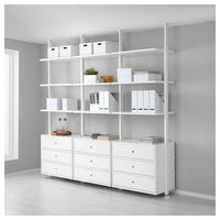 ELVARLI - Open storage combination, white, 258x51x222-350 cm - best price from Maltashopper.com 09187809