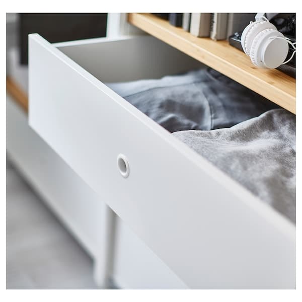 Ikea ELVARLI - Wardrobe combination, white/bamboo , 245x55x216 cm