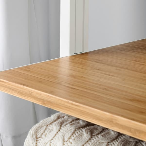 Ikea ELVARLI - Wardrobe combination, white/bamboo , 135x51x222-350 cm