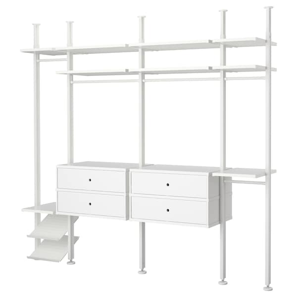 ELVARLI - Wardrobe combination, white, 262x51x222-350 cm