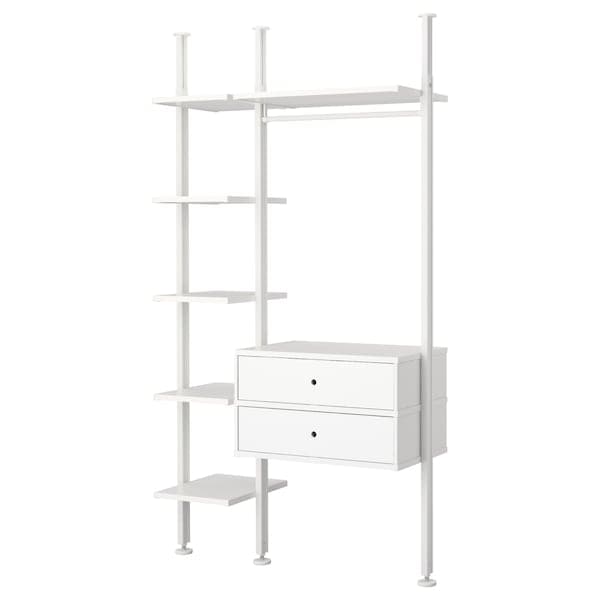 ELVARLI - Wardrobe combination, white, 135x51x222-350 cm - best price from Maltashopper.com 09158152