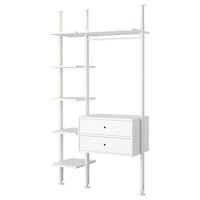 ELVARLI wardrobe combination, white, 135x51x222-350 cm