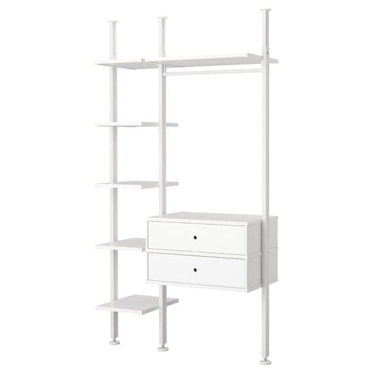 ELVARLI - Wardrobe combination, white, 135x51x222-350 cm - best price from Maltashopper.com 09158152