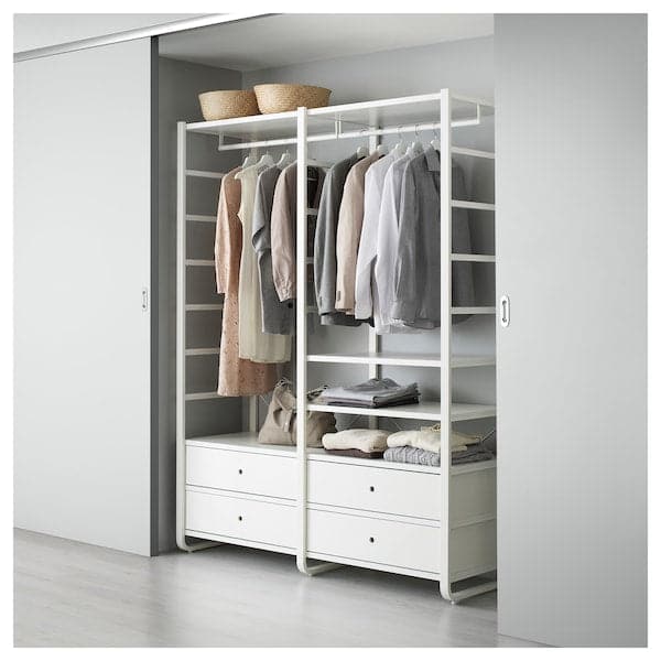 ELVARLI - Wardrobe combination, white, 165x55x216 cm