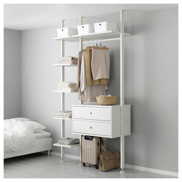 Ikea ELVARLI - Wardrobe combination, white, 135x51x222-350 cm