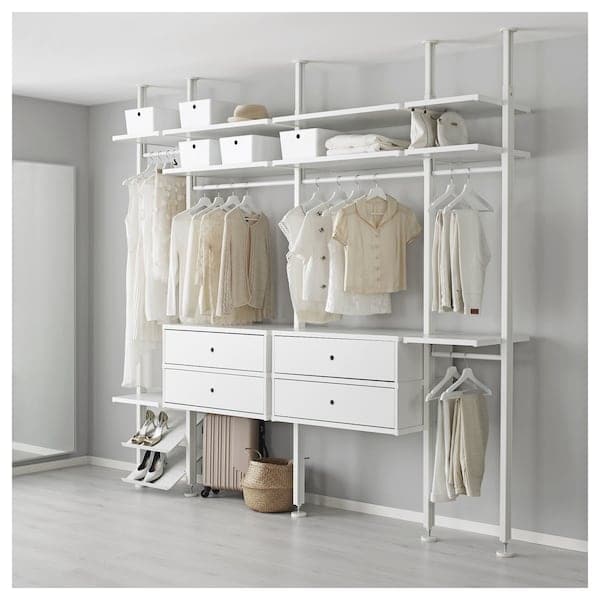 Ikea ELVARLI - Wardrobe combination, white, 262x51x222-350 cm