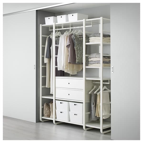 ELVARLI - Wardrobe combination, white, 165x55x216 cm - best price from Maltashopper.com 59157555