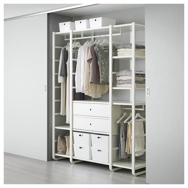 Ikea ELVARLI - Wardrobe combination, white, 165x55x216 cm