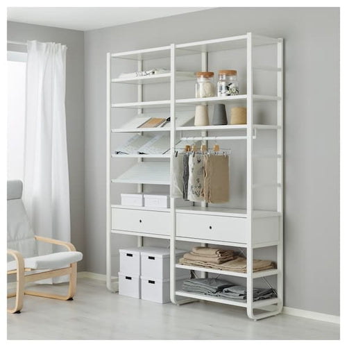 ELVARLI wardrobe combination, white, 165x40x216 cm