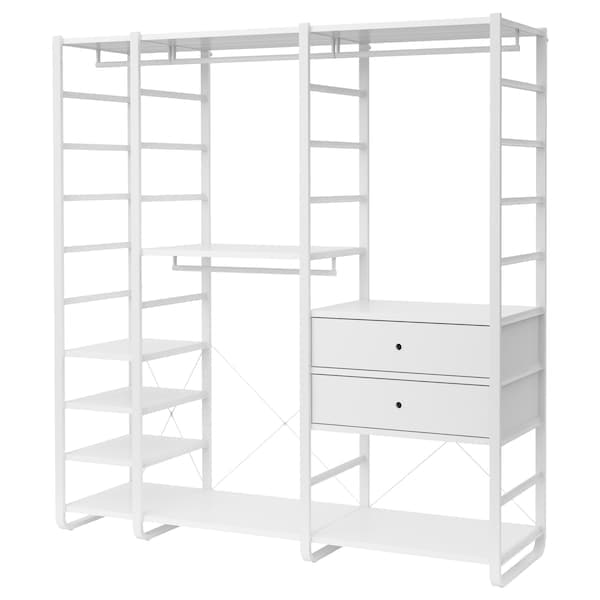 ELVARLI - Wardrobe combination, white, 205x55x216 cm