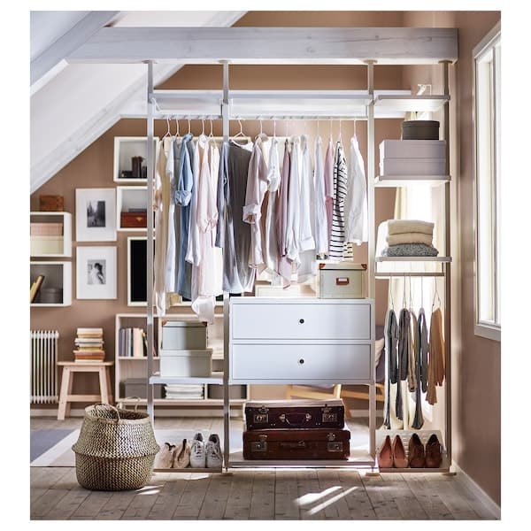 Ikea ELVARLI - Wardrobe combination, white, 178x51x222-350 cm