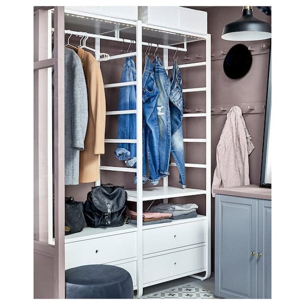 Ikea ELVARLI - Wardrobe combination, white, 165x55x216 cm