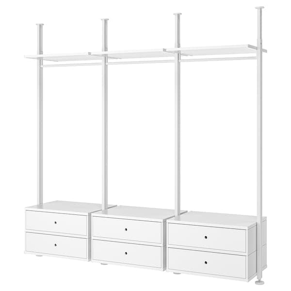 ELVARLI - Wardrobe combination, white, 258x51x222-350 cm