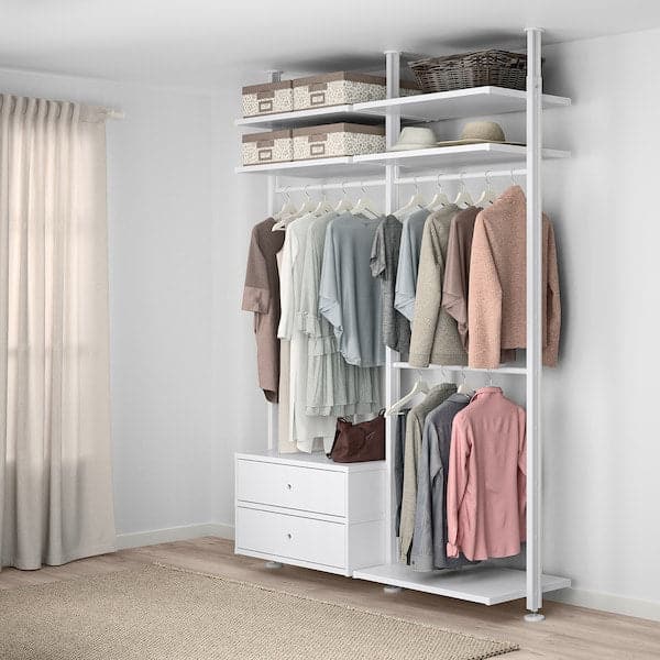 Ikea ELVARLI - Wardrobe combination, white, 175x51x222-350 cm