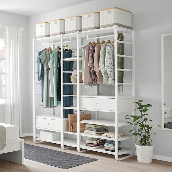 ELVARLI - Wardrobe combination, white, 205x55x216 cm - best price from Maltashopper.com 19315156