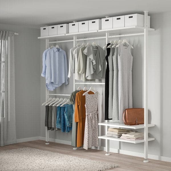 Ikea ELVARLI - Wardrobe combination, white, 258x51x222-350 cm