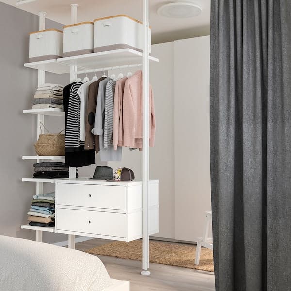 Ikea ELVARLI - Wardrobe combination, white, 135x51x222-350 cm