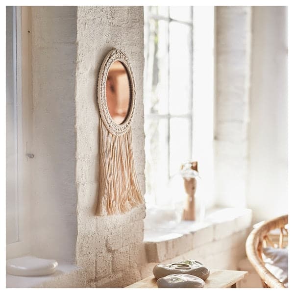 ENERGISKOG - Decorative mirror, with fringes/beige copper-colour, 26x48 cm - best price from Maltashopper.com 60538074