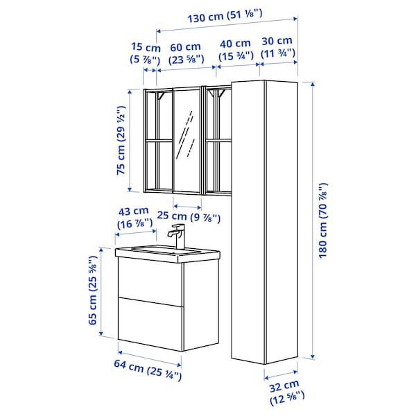 Ikea ENHET - Bathroom, anthracite/white frame,64x43x65 cm