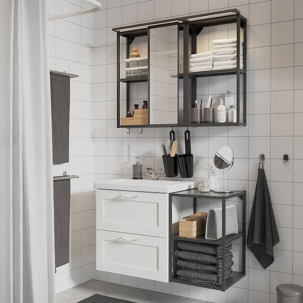 Ikea ENHET - Bathroom, anthracite/white frame,102x43x65 cm