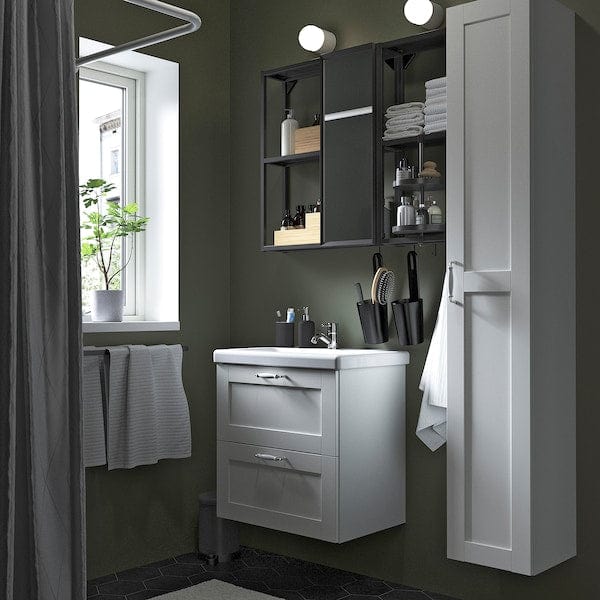 Ikea ENHET - Bathroom, anthracite/white frame,64x43x65 cm