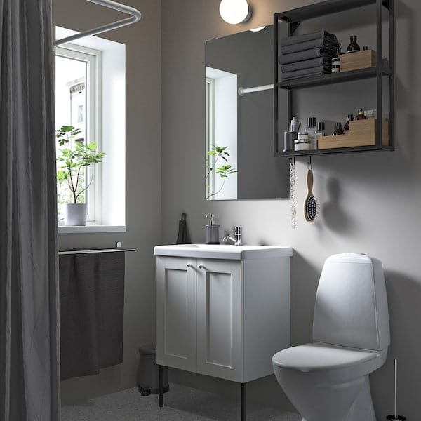 Ikea ENHET - Bathroom, anthracite/white frame,64x43x87 cm