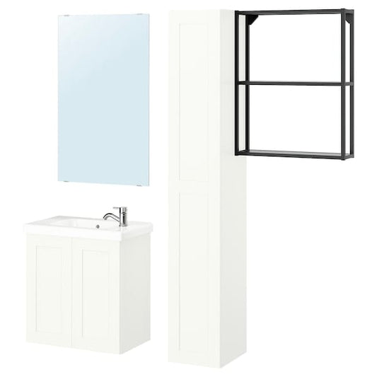 Ikea ENHET - Bathroom, anthracite/white frame,64x33x65 cm