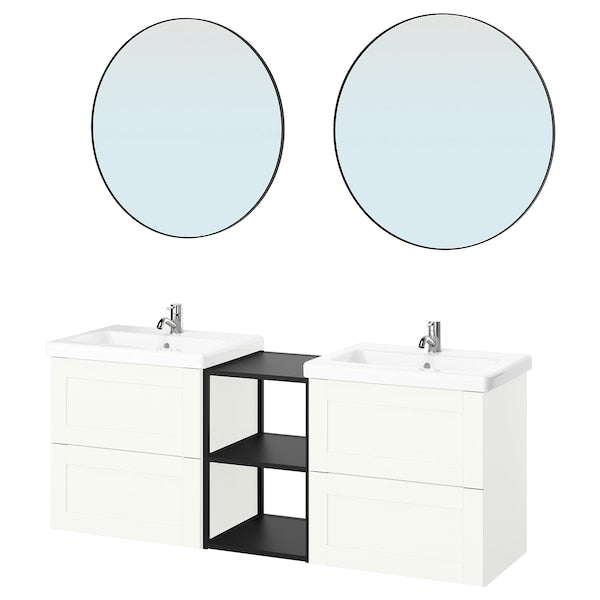 ENHET - Bathroom, anthracite/white frame,164x43x65 cm - best price from Maltashopper.com 79547733