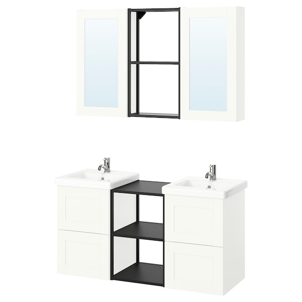 ENHET - Bathroom, anthracite/white frame,124x43x65 cm - best price from Maltashopper.com 79547525