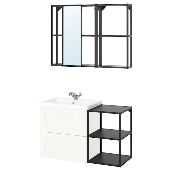 ENHET - Bathroom, anthracite/white frame,102x43x65 cm - best price from Maltashopper.com 99547647