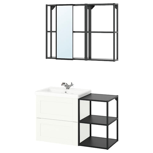 ENHET - Bathroom, anthracite/white frame,102x43x65 cm