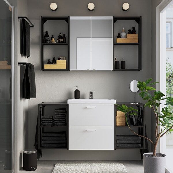 Ikea ENHET - Bathroom, anthracite/white,140x43x65 cm