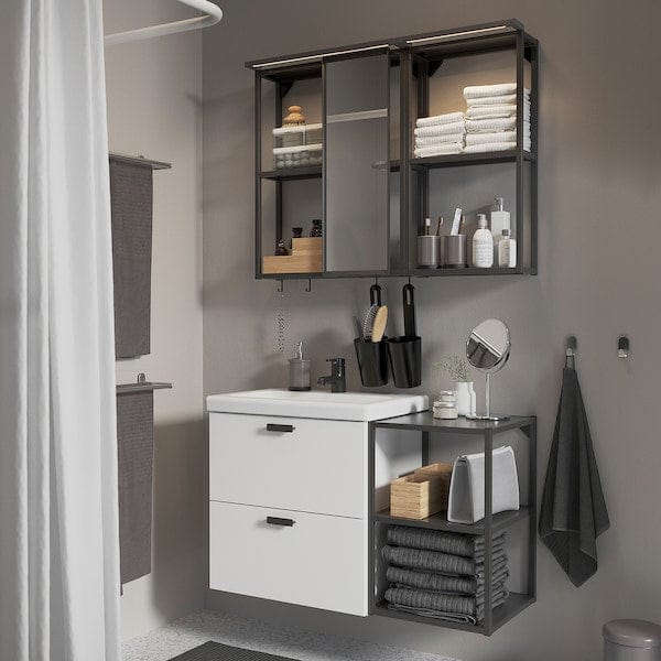 Ikea ENHET - Bathroom, anthracite/white,102x43x65 cm
