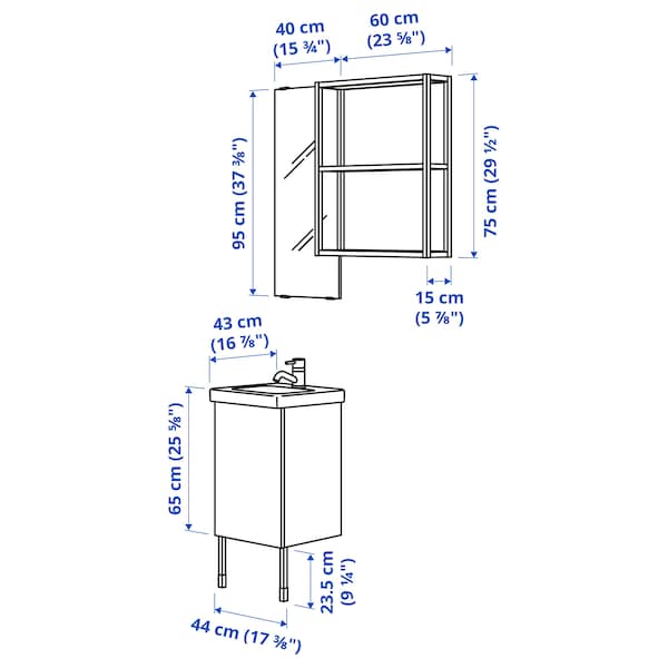 Ikea ENHET - Bathroom, anthracite/white,44x43x87 cm