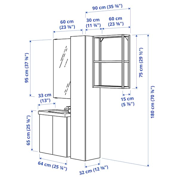 Ikea ENHET - Bathroom, anthracite/white,64x33x65 cm