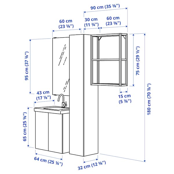 Ikea ENHET - Bathroom, anthracite/white,64x43x65 cm