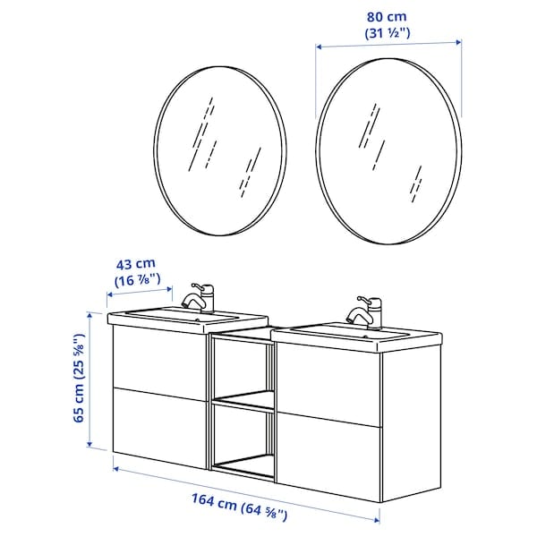 Ikea ENHET - Bathroom, anthracite/grey frame,164x43x65 cm