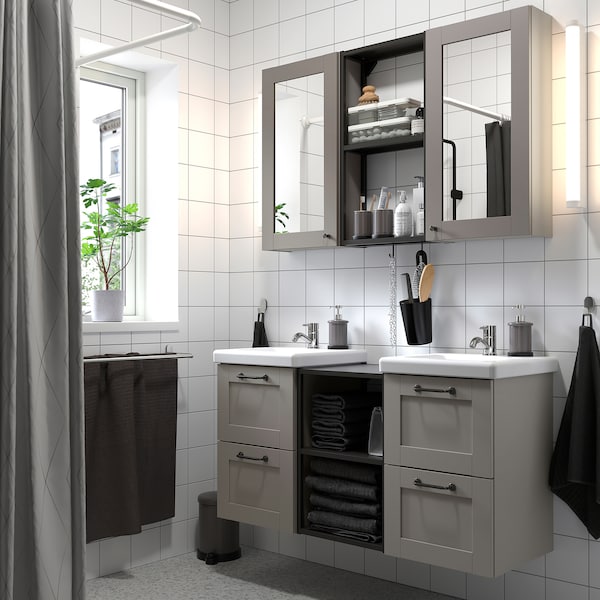 ENHET - Bathroom, anthracite/grey frame,124x43x65 cm - best price from Maltashopper.com 49547409