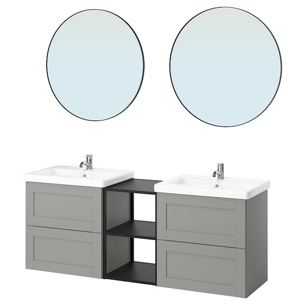 ENHET - Bathroom, anthracite/grey frame,164x43x65 cm - best price from Maltashopper.com 69547366
