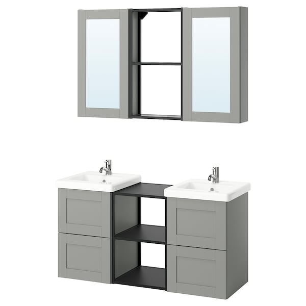 ENHET - Bathroom, anthracite/grey frame,124x43x65 cm - best price from Maltashopper.com 49547409