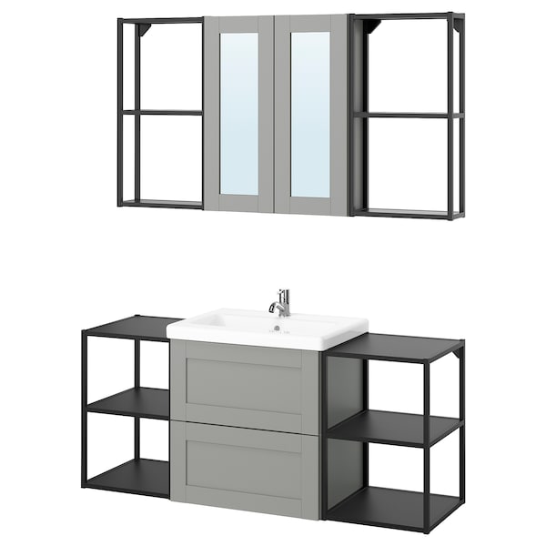 ENHET - Bathroom, anthracite/grey frame,140x43x65 cm - best price from Maltashopper.com 39547061
