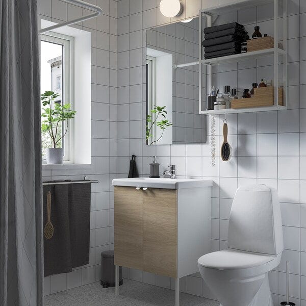Ikea ENHET - Bathroom, white/oak effect,64x43x87 cm